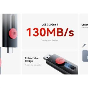 Lexar JumpDrive D300 OTG USB 3.1 USB Type-C and USB Type-A 128GB ,  5 year Warranty.