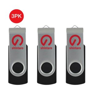 Shintaro 8GB USB2.0 Rotating Pocket Disk - 3 Pack, Lightweight & Compact, Plug & Play