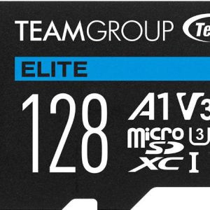 Team Group Elite A1 MicroSDXC Memory Card 128GB, R/W (Max) 100MB/s 50MB/s, 1500/500 IOPs, V30, UHS-I U3 With SD Adapter