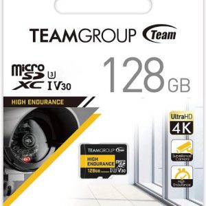 Team Group HIGH ENDURANCE 128GB Micro SDXC UHS-I U3 V30 4K 100MB/s(Designed for Monitoring) Stable Durable Long Lasting Flash Memory Card for Security