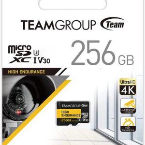 Team Group HIGH ENDURANCE 256GB Micro SDXC UHS-I U3 V30 4K 100MB/s(Designed for Monitoring) Stable Durable Long Lasting Flash Memory Card for Security