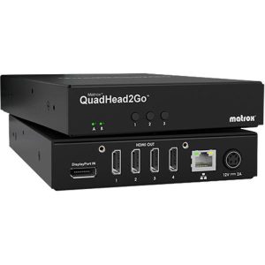Matrox QuadHead2Go Q185 DisplayPort Multi-Monitor Controller Appliance, 1x DisplayPort 1.2, 4x HDMI, 1x RJ45, 3 YR WTY