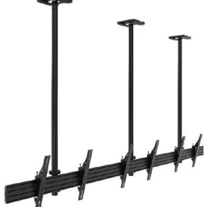 Atdec 2x1 ceiling menu board mount, triple pole, 3m rail, tilting angle. Max load per display: 50kg