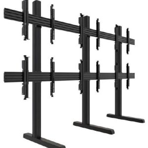 Atdec ADBS-3X2-30MFB 3x2 Freestanding Video Wall Mount. Max load per display: 50kg. Universal VESA to 400 high. Black