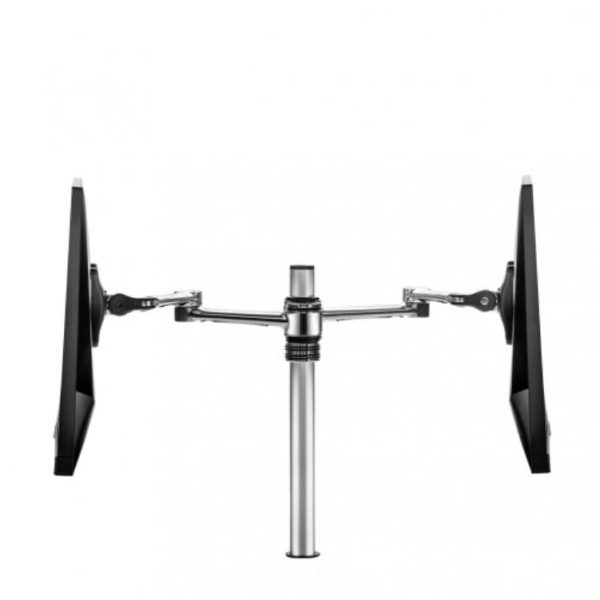 Atdec Dual Monitor Swing Arms Mount on Post. Up to 32", Max load: 8kg (flat), 5.5kg (curved), Bolt-Through and F-Clamp, VESA up to 100x100. Silver - Image 2