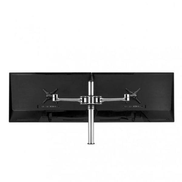 Atdec Dual Monitor Swing Arms Mount on Post. Up to 32", Max load: 8kg (flat), 5.5kg (curved), Bolt-Through and F-Clamp, VESA up to 100x100. Silver - Image 3