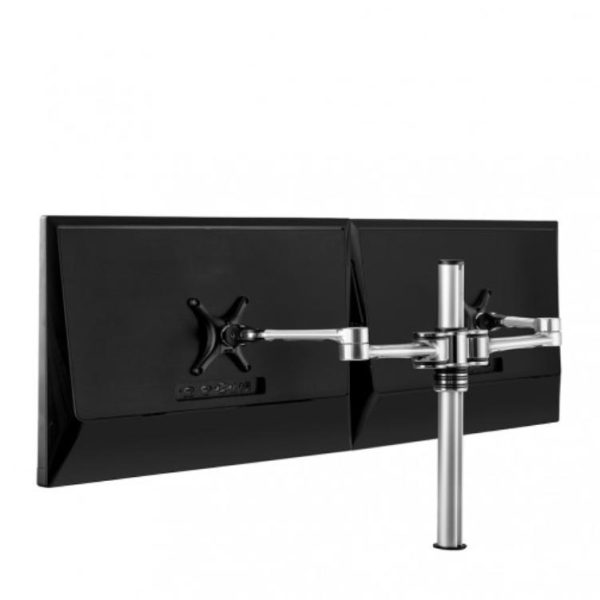 Atdec Dual Monitor Swing Arms Mount on Post. Up to 32", Max load: 8kg (flat), 5.5kg (curved), Bolt-Through and F-Clamp, VESA up to 100x100. Silver - Image 4