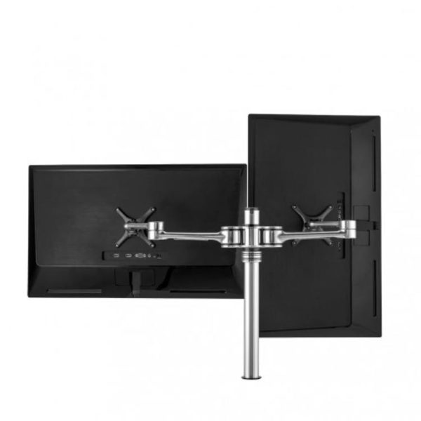 Atdec Dual Monitor Swing Arms Mount on Post. Up to 32", Max load: 8kg (flat), 5.5kg (curved), Bolt-Through and F-Clamp, VESA up to 100x100. Silver - Image 5