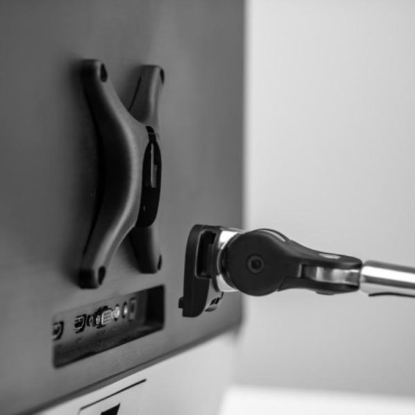 Atdec Dual Monitor Swing Arms Mount on Post. Up to 32", Max load: 8kg (flat), 5.5kg (curved), Bolt-Through and F-Clamp, VESA up to 100x100. Silver - Image 6