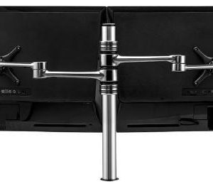 Atdec Dual Monitor Mount Independant Swing Arms on Post. Up to 32", Max load: 8kg (flat), 5.5kg (curved), Bolt-Through and F-Clamp. Silver