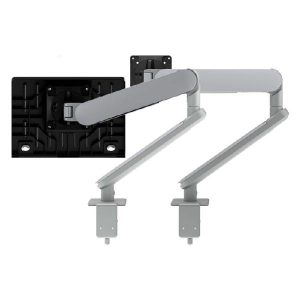 Atdec Ora Duo High-Performance Dynamic Monitor Arms with Laptop Tray. F-Clamp Desk Fixing. Max Load 8kg. Up to 35" screens. Up to 18" Laptops. Silver