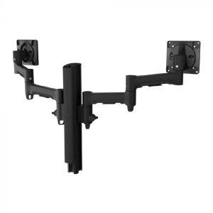 Atdec AWMS-2-4640 Dual Monitor Swing Arms on 400mm Post. Max load: 12kg (flat), 10kg (curved), Bolt-Through Desk Fixing, VESA up to 100x100. Black.