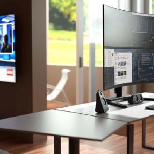 Atdec AWMS-2-BT75 Super Heavy Duty Dual Vertical Monitor Mount. Max Load Per Display: 25kg (flat), 18kg (curved), Freestanding, Pre-boxed. Silver