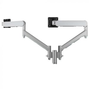 Atdec AWMS-2-D13 Dual Dynamic Monitor Arms on 135mm Post. Max Load: 8kg, C-Clamp Desk Fixing, VESA up to 100x100. Silver.