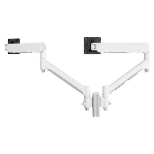 Atdec AWMS-2-D13 Dual Dynamic Monitor Arms on 135mm Post. Max Load: 8kg, F-Clamp Desk Fixing VESA up to 100x100. White.