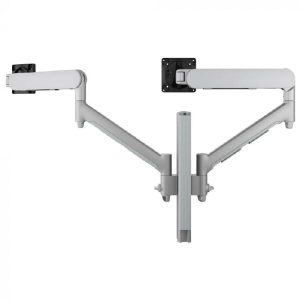 Atdec AWMS-2-D40 Dual Dynamic Monitor Arms on 400mm Post. Max Load: 8kg, Grommet Clamp Desk Fixing, VESA up to 100x100. Silver.