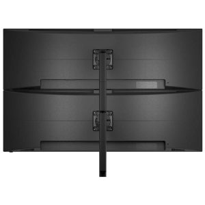 Atdec AWMS-2-LTHT75 Heavy Duty Dual Mount with 750mm Post. 18kg Flat Screens, 12kg Curved Screens, Heavy-Duty F-Clamp Desk Fixing, Black
