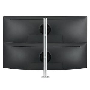 Atdec AWMS-2-LTHT75 Heavy Duty Dual Mount with 750mm Post. 18kg Flat Screens, 12kg Curved Screens, Heavy-Duty F-Clamp Desk Fixing, Silver