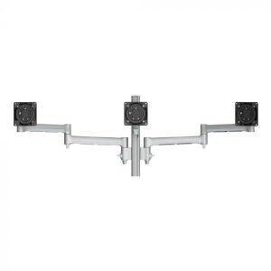 Atdec AWMS-3-13714 Triple Monitor Arms + 400mm Post / 12kg (26.5lb) Flat Screens, 10kg (22lb) Curved Screens + C Clamp Desk Fixing, Silver
