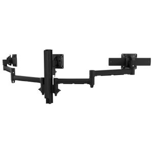 Atdec AWMS-3-137S4 Triple Monitor Arms with Sliders on 400mm Post. Heavy Duty F-Clamp Desk Fixing, VESA up to 100x100, Black