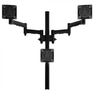 Atdec AWMS-3-TH467 Triple Monitor "Stack" Desk Mount and Heavy-Duty F Clamp Desk Fixing, Black