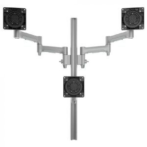Atdec AWMS-3-TH467 Triple Monitor "Stack" Desk Mount and Heavy-Duty F Clamp Desk Fixing, Silver