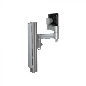 Atdec AWMS-4640 Single 460mm Monitor Arm + 400mm Post / 12kg (26.5lb) Flat Screen, 10kg (22lb) Curved Screen + Heavy-Duty F Clamp Desk Fixing, Silver