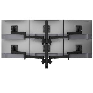 Atdec AWMS-6-13717 Hex Monitor Mount on 750mm Post. Max Load: 12kg (Flat) 10kg Curved Per Screen, Grommet Clamp Desk Fixing, Black
