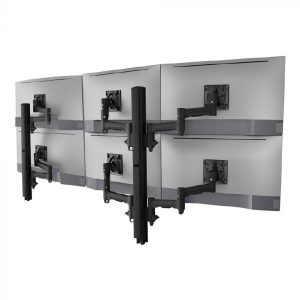 Atdec AWMS-6-46275 Hex Mount With Two Posts, Heavy Duty F-Clamp, Black