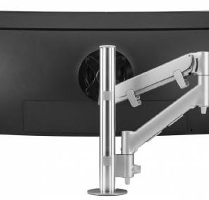 Atdec AWMS-HX40 Heavy Duty Dynamic Arm on Post. Max Load: 6-14kg (Flat) 12kg (Curved), Grommet Clamp Desk Fixing, Silver