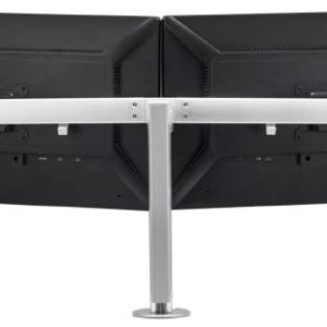 Atdec Black AWMS-R40 Dual display crossbar on 400mm post. Max load: 7kg per arm with HD F-Clamp - Dual display desk mount for up to two 27" monitor
