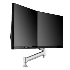 Atdec AWMS-RHXB Tandem Dynamic Dual Monitor Mount. Heavy Duty F-Clamp Desk Fixing. Max Load 2-7kg. Up to 27" screens. Silver