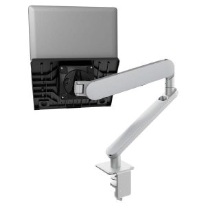 Atdec Ora High-Performance Dynamic Monitor Arm with Laptop Tray. Up to 18" laptops, Max Load 7kg, F-Clamp Desk Fixing. White