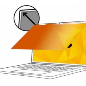 3M Gold Privacy Filter, 15.6", 16:9, Laptop, Blue Light Reduction, Gold-to-Black, Slide Mounts, Adhesive Strips