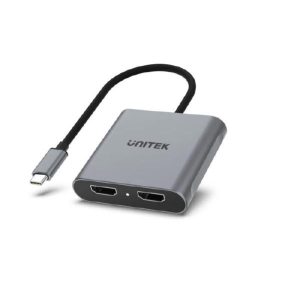 Unitek USB-C to Dual HDMI 4K Adapter, 60Hz with MST for Windows Devices, Grey