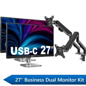 Philips 27" Business Dual Monitor Docking Kit, 1x 27" QHD Business Monitors, 1x 27" QHD USB-C Docking Business Monitor & 1x Shintaro Dual Monitor Arm