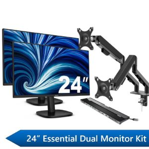 Philips 24" Essential Dual Monitor Docking Kit, 2x 24" FHD Business Monitors, 1x J5Create USB-C Docking Station & 1x Shintaro Dual Monitor Arm
