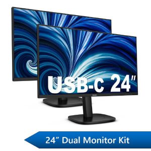 Philips 24" Business Dual Monitor Docking Kit, 1x 24" FHD Business Monitors & 1x 24" FHD USB-C Docking Business Monitor