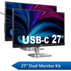 Philips 27" Business Dual Monitor Docking Kit, 1x 27" QHD Business Monitors & 1x 27" QHD USB-C Docking Business Monitor