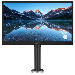 Atdec Height Adjustable Stand & Philips 242B9T 24" 16:9, FHD 1920x1080 IPS Business Touch Monitor, 60Hz,VGA, DVI, HDMI, DP, USBHub, SPEAKERS
