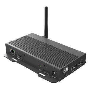 Qbic BXP-300 4K-UHD Media Player. 4K (3840x2160) @ 60fps. ARM Quad-Core 1.8GHz CPU. Mali-T764 GPU. 2GB DDR4. 32GB Storage. Android 12 OS