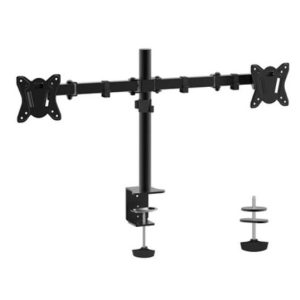 Shintaro Dual Monitor Mount for 10"-27" Screen, Articulated Arms, F-Clamp & Bolt, 360 Rotation, 180 Swivel, 90 Tilt, 8kgs Max Load Weight