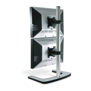 Atdec VFS-DV Dual Vertical Freestanding Mount, For Displays up to 38", Max Load: 12kg (Flat) 9kg (Curved), Polished Silver, 10 Year Warranty