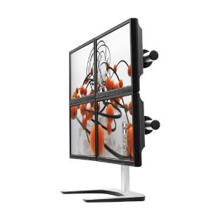 Atdec VFS-Q Quad or Triple Freestanding Mount, For Displays 24" - 32", Max Load: 8kg (Flat) 6kg (Curved), Polished Silver, 10 Year Warranty