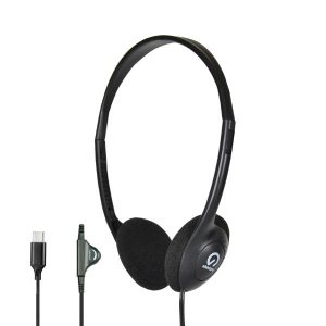 Shintaro USB-C Lightweight Headphones with Volume Control, Flexible Headband, 2m Cord, Ideal for Office and Classroom Use