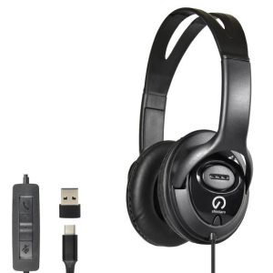 Shintaro USB-C Over-Ear Headset w/ In-Line Mic, Volume Control, USB-C to USB-A Adapter, 40mm Drivers for iPad, Tablets, Chromebooks, Laptops
