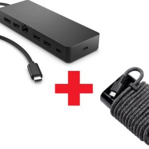 HP Universal USB-C Multiport Hub (Support Dual 4K Displays) -50H55AA- + HP 65W AC Type C Adapter
