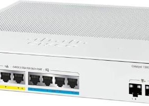 Cisco Catalyst 1300, 8-Port Managed Switch with 4 Gigabit Ethernet PoE+, 4 (2.5G) PoE+, 2 (10G) SFP+ Ports with 120W PoE Power Budget