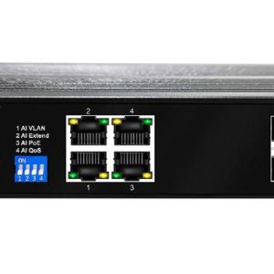 D-Link DIS-F100G, 6-Port Gigabit Industrial Unmanaged PoE+ Switch with 4 BASE-T PoE+, 2 SFP and 1 RJ-45 Console Port