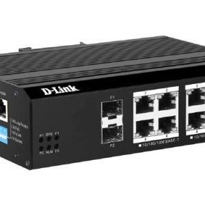 D-Link DIS-F200G, 10-Port Gigabit Industrial Smart Managed PoE+ Switch with 8 BASE-T PoE+, 2 SFP and 1 RJ-45 Console Port